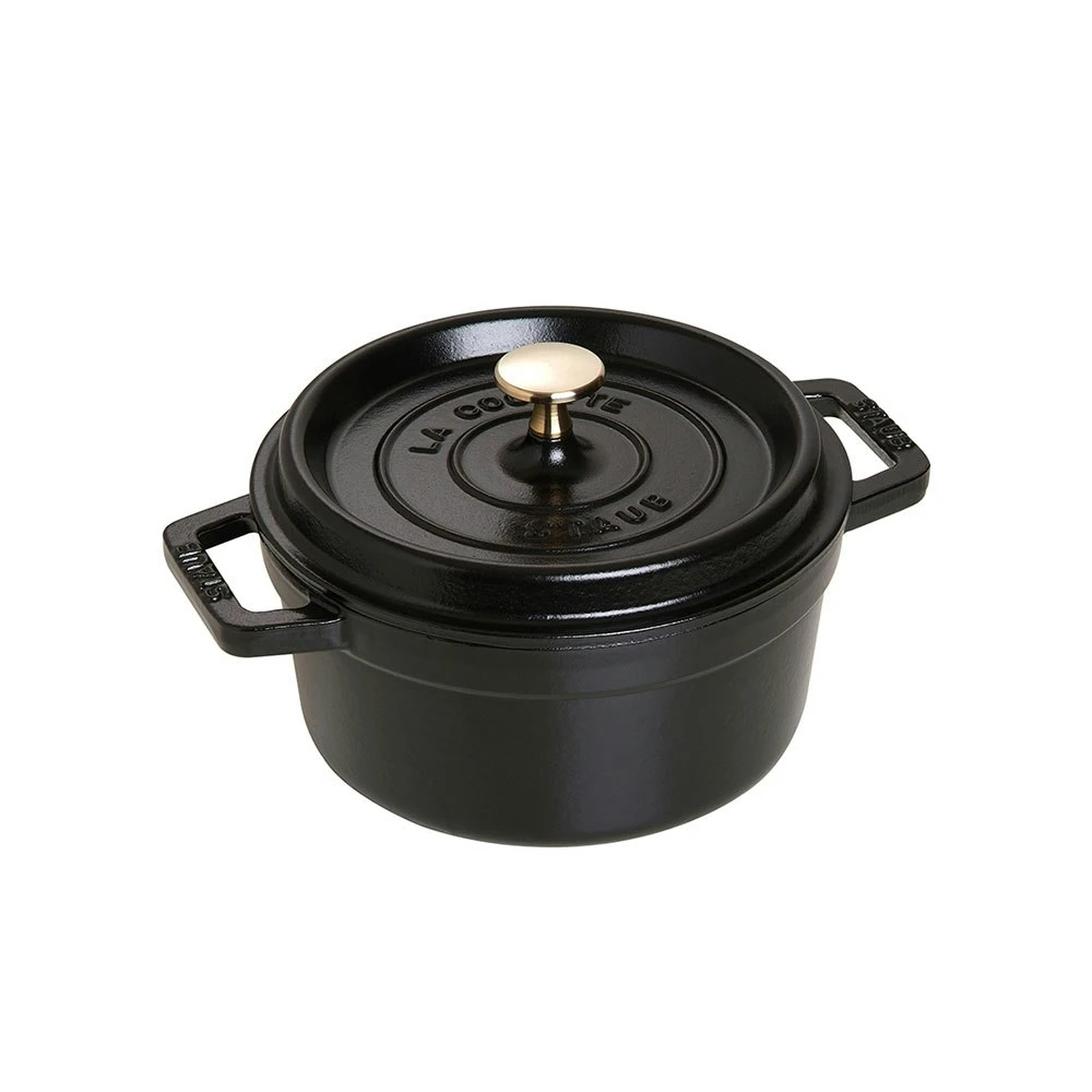 Staub Runde Kochtopf Aus Gusseisen 25 Cl, Schwarz 3 Staub Runde Kochtopf Aus Gusseisen 25 Cl, Schwarz