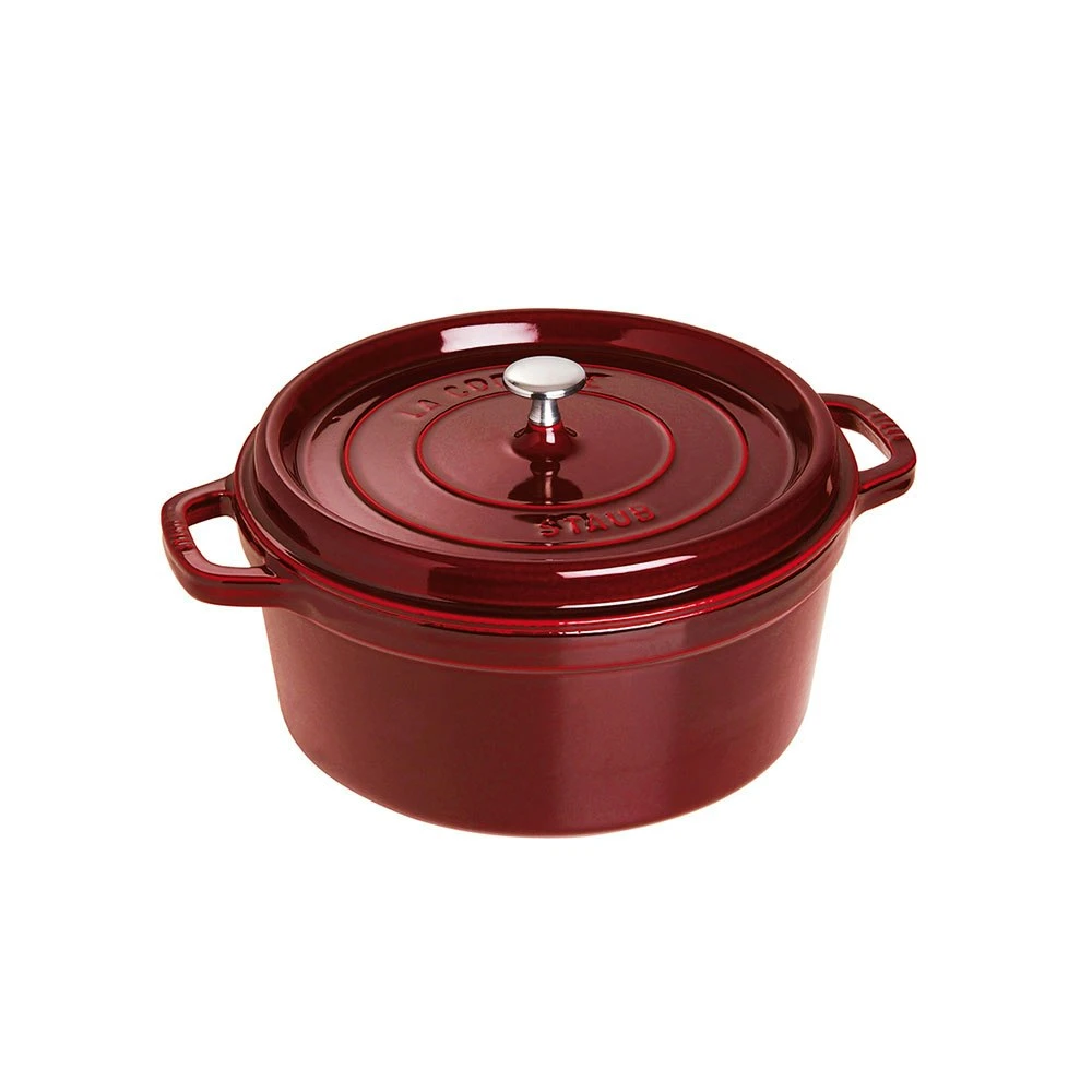 Staub Runde Kochtopf Aus Gusseisen 5,2 L, Dunkelrot 3 Staub Runde Kochtopf Aus Gusseisen 5,2 L, Dunkelrot